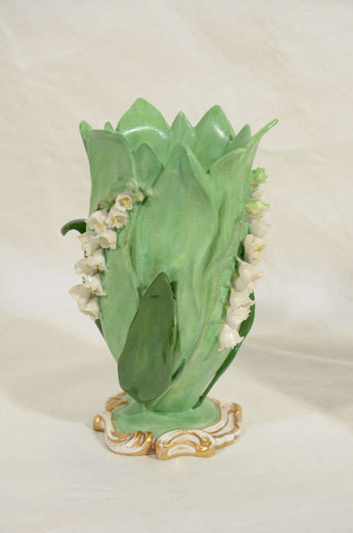 19th Century A Pair of MInton Lilly of the Valley Spill Vases