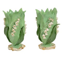 A Pair of MInton Lilly of the Valley Spill Vases
