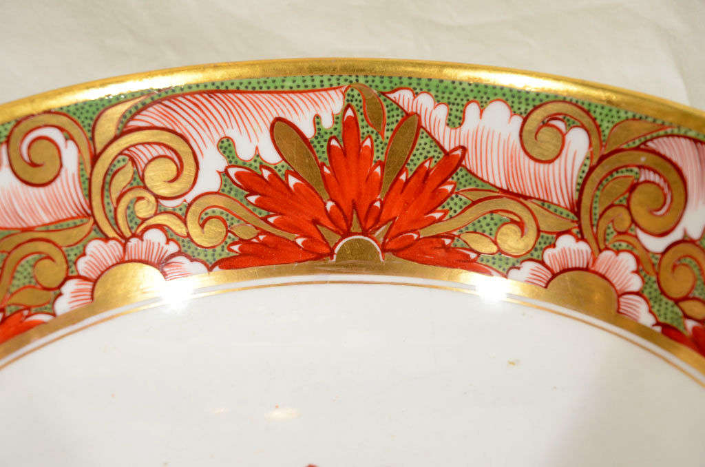 19th Century Minton Punch Bowl with Christmas Colors