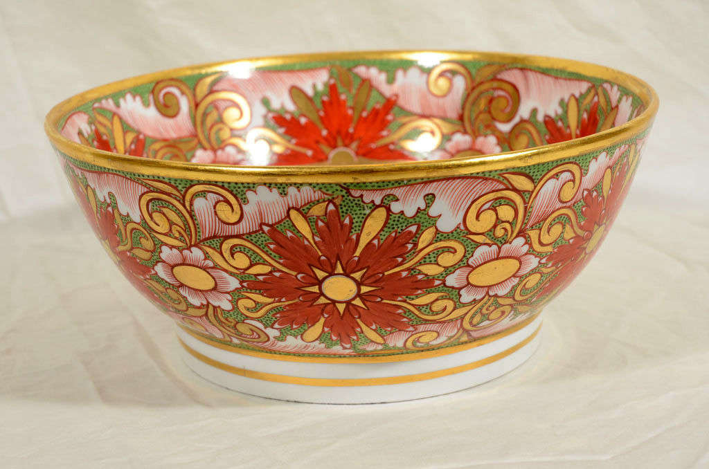 Porcelain Minton Punch Bowl with Christmas Colors