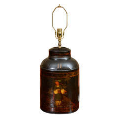 Chinese tea canister, converted to lamp