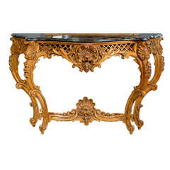 19th Century carved console with marble top