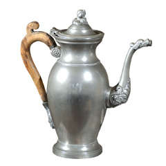 Antique 18th Century Pewter Coffee Pot  from Brussels