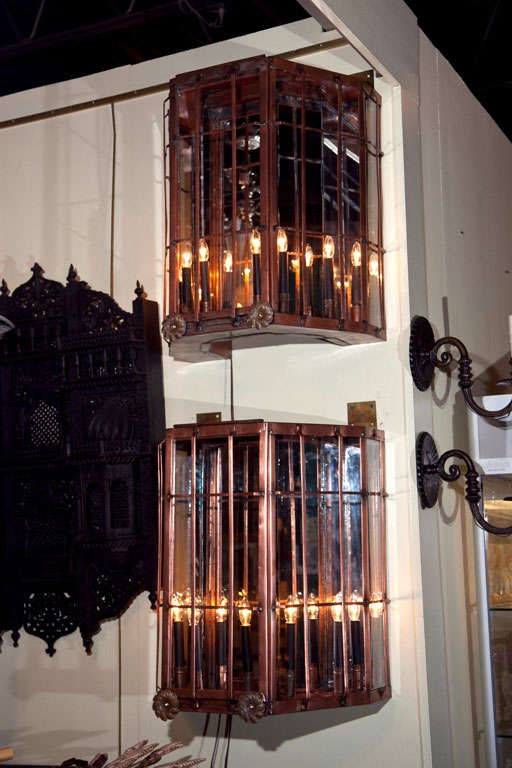 Monumental Pair of Copper Sconces In Good Condition For Sale In Stamford, CT
