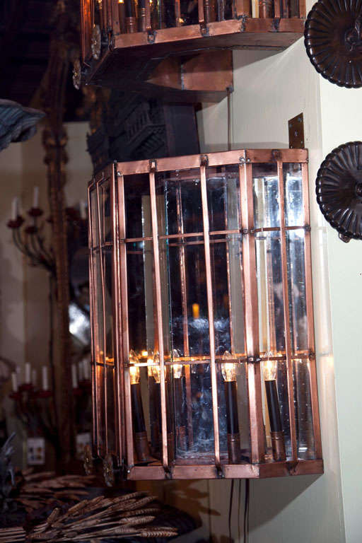 Monumental Pair of Copper Sconces For Sale 2