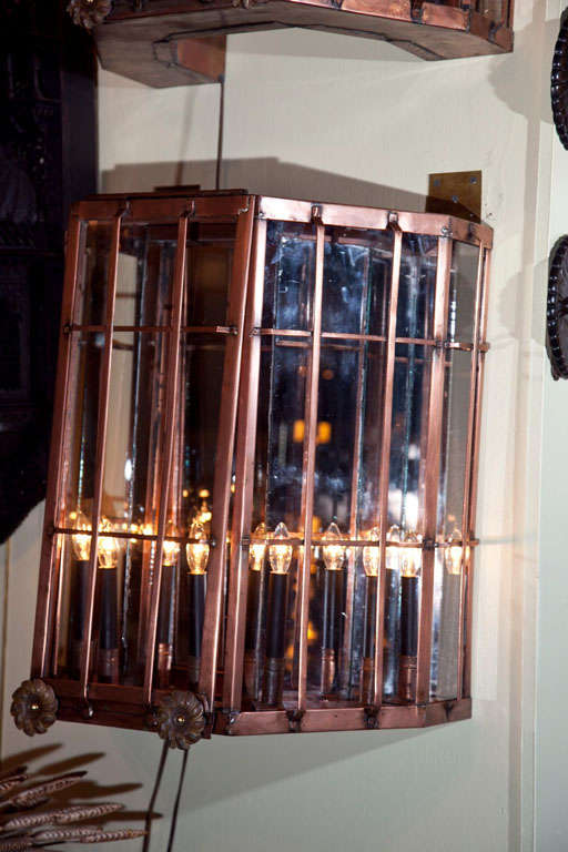 Monumental Pair of Copper Sconces For Sale 4