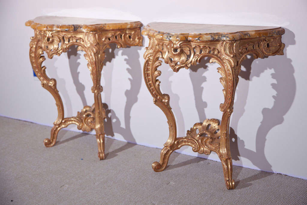 19th Century French Gilt Wood Consoles For Sale