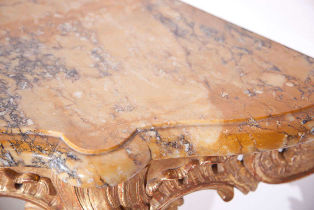 Marble French Gilt Wood Consoles For Sale
