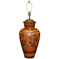 Large Hand Decorated Mexican Lamp