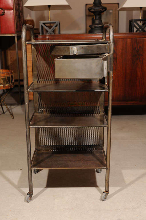 Antique European metal bankers cart