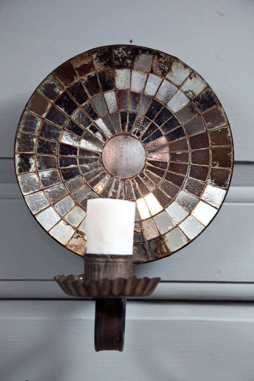 Pair of Cobweb Mirror Backed Wall Sconces