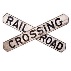 Antique Big Old Wooden Railroad Sign, circa 1890's