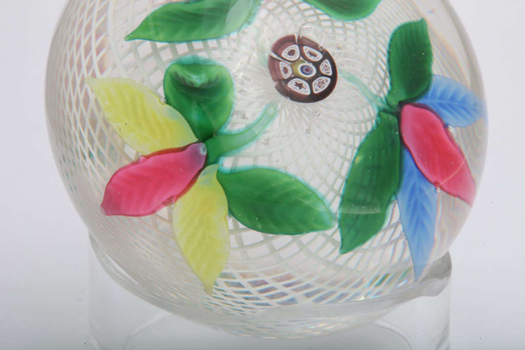 A Rare New England Glass Company Leaf Bouquet Paperweight For Sale 1