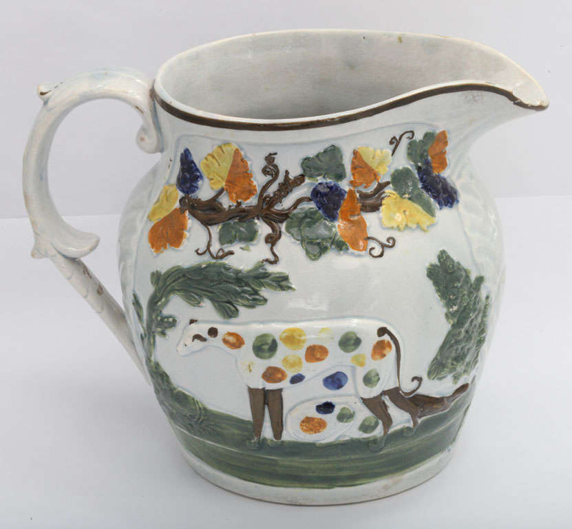 English Prattware Hunting Pitcher For Sale