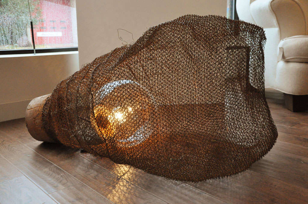 "A Gift" Crocheted Salvaged Wire Floor Lamp by Lucy Slivinski