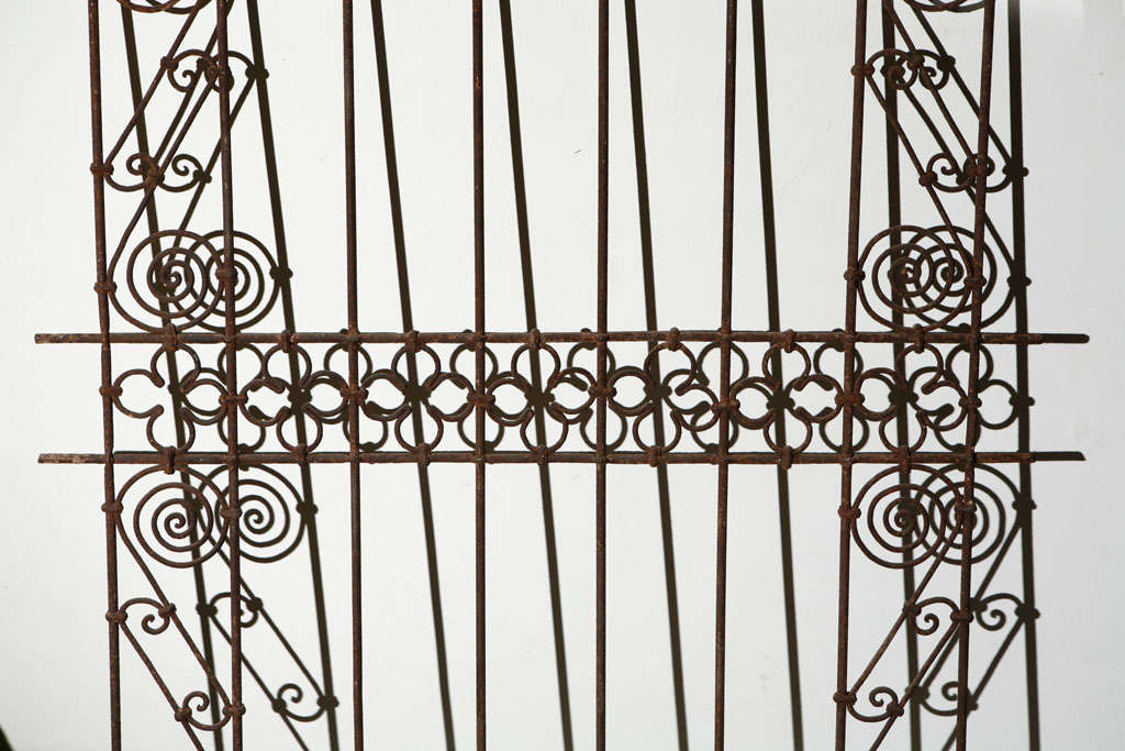 Pair of Antique Moroccan Hand Wrought Iron Work Grilles 3