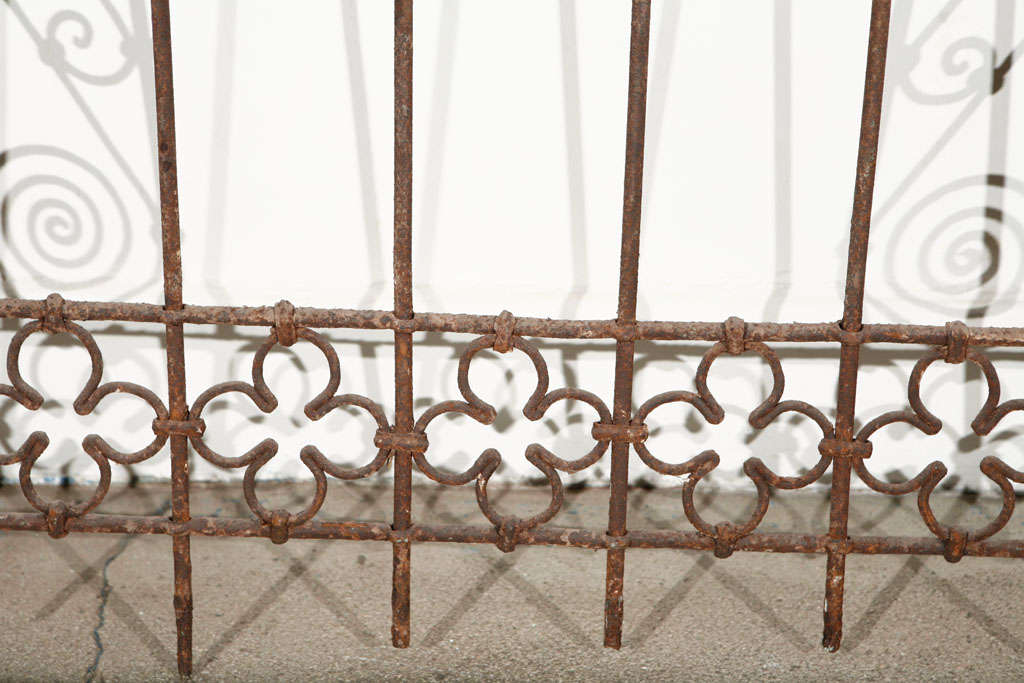 Pair of Antique Moroccan Hand Wrought Iron Work Grilles 1