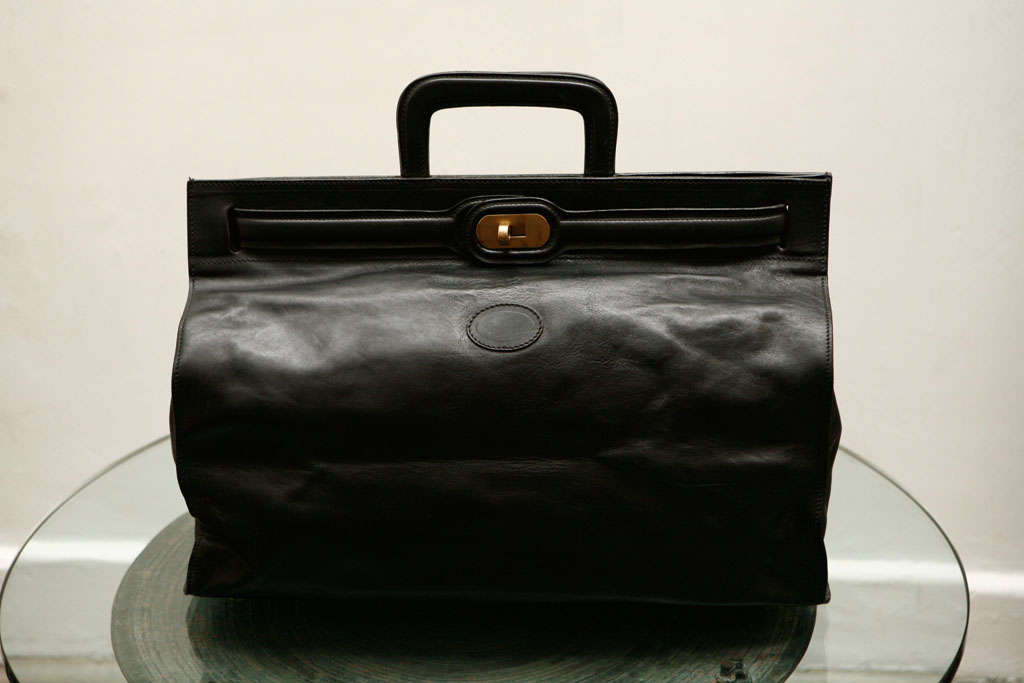 Elegant Classic Doctor Black Leather travel Bag 3