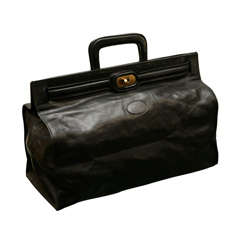 Vintage Elegant Classic Doctor Black Leather travel Bag