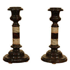 Pair of English Marble Candlesticks