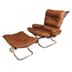 Metal Frame Norwegian Falcon Chair and Ottoman