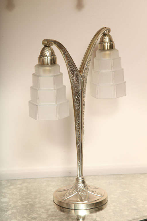 French Art Deco Two-Armed Table Lamp