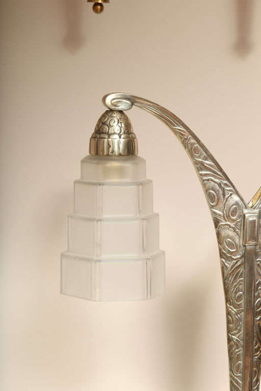 Glass Art Deco Two-Armed Table Lamp