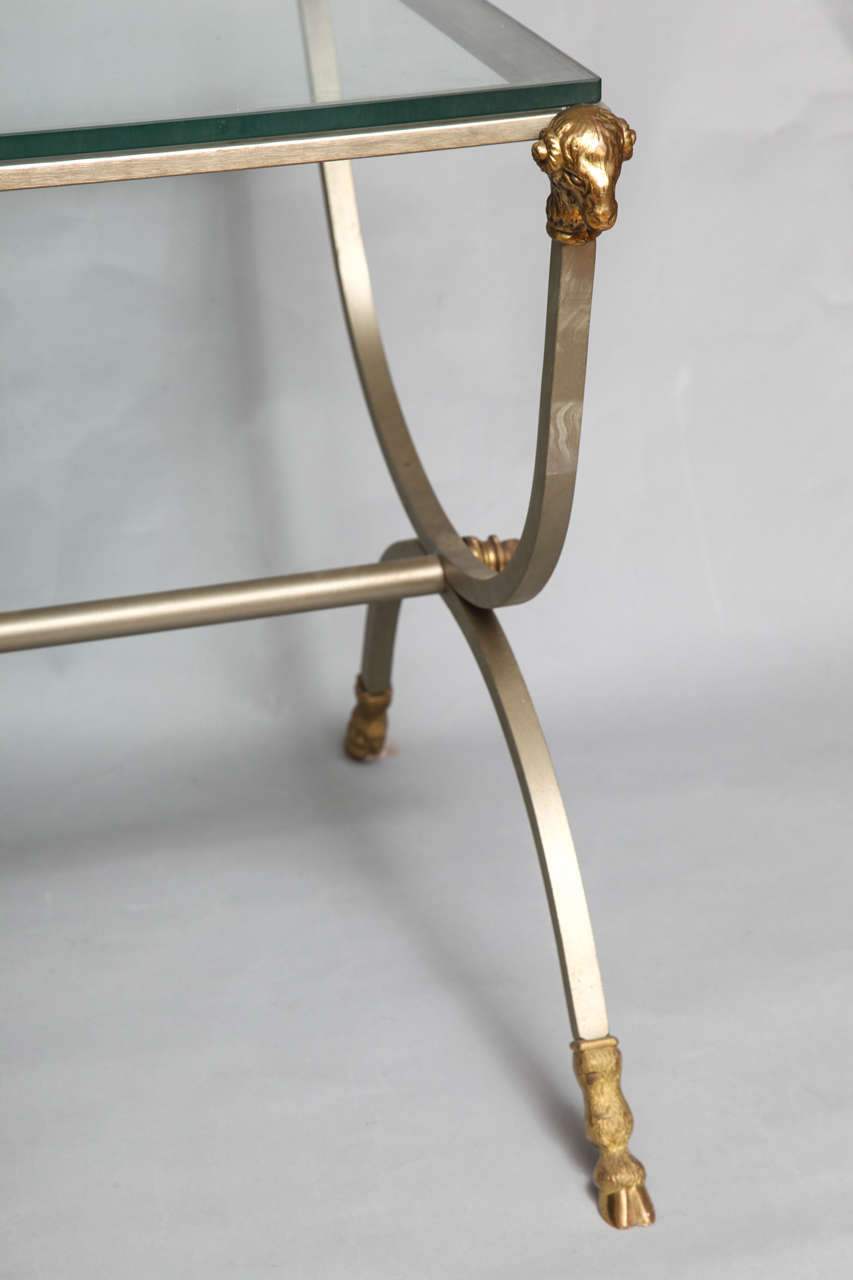 Mid-20th Century Maison Jansen Style Steel and Gilt Bronze Side Table