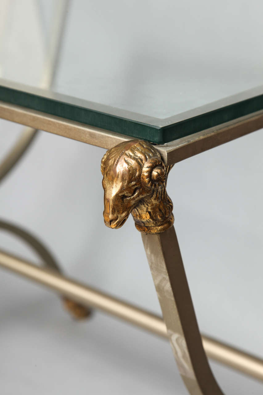 Maison Jansen Style Steel and Gilt Bronze Side Table 3