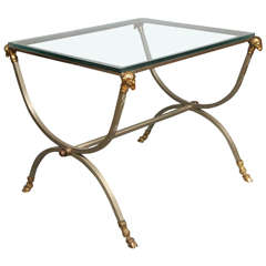Maison Jansen Style Steel and Gilt Bronze Side Table