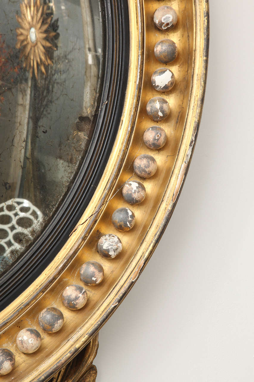 British A Rare Large English Regency Style Convex Mirror