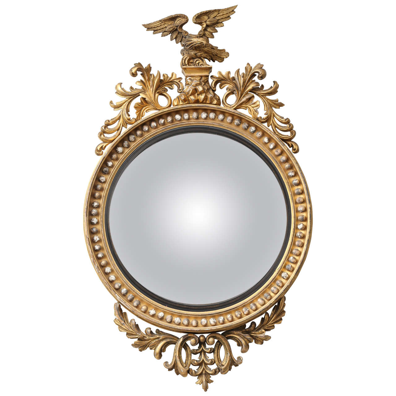 A Rare Large English Regency Style Convex Mirror