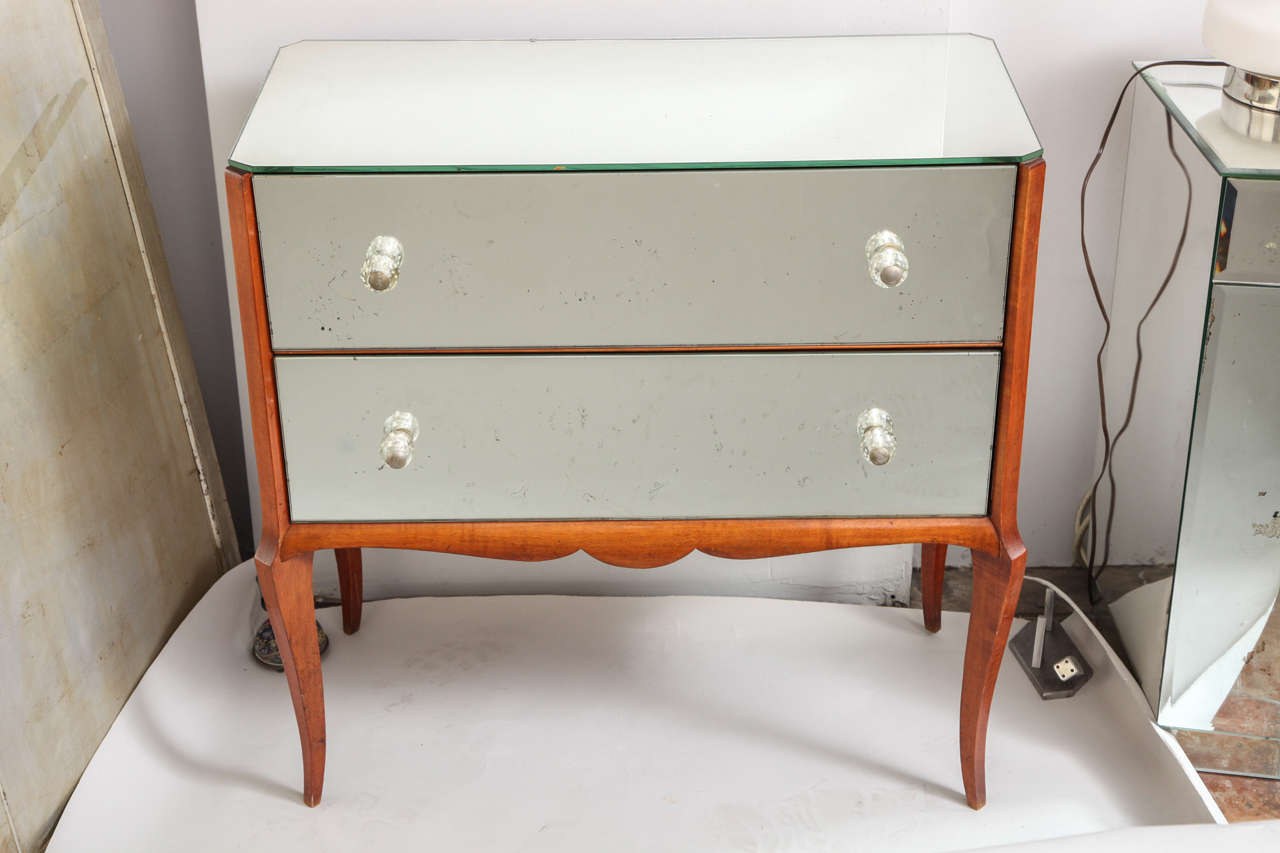 Art Deco Three-Drawer French Mirrored Chest on Sabre Legs