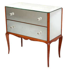 Art Deco Three-Drawer French Mirrored Chest on Sabre Legs