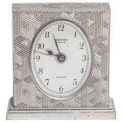 Retro Hermes Art Deco Travel Clock in Box