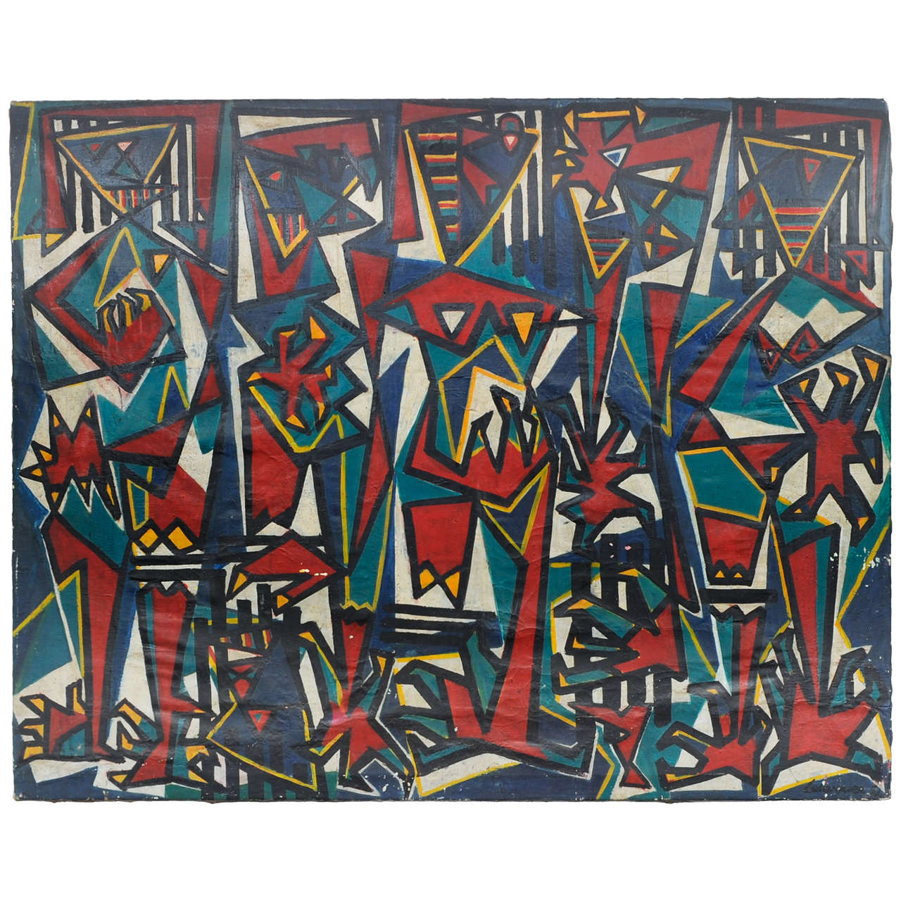 Extra Large Painting By Leterrier, 1952 For Sale