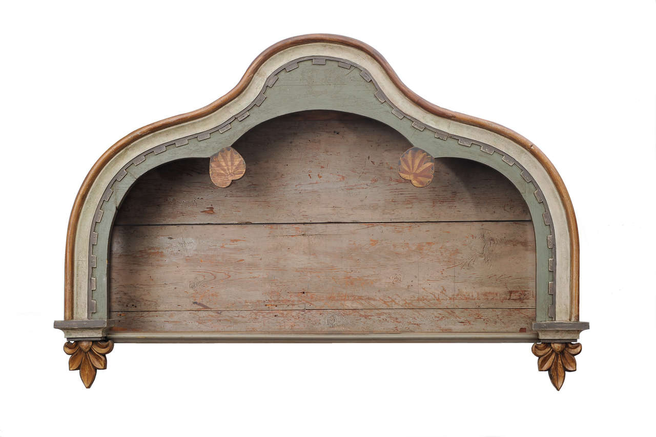 19th Century Italian Decorated Wood Wall Bookcase