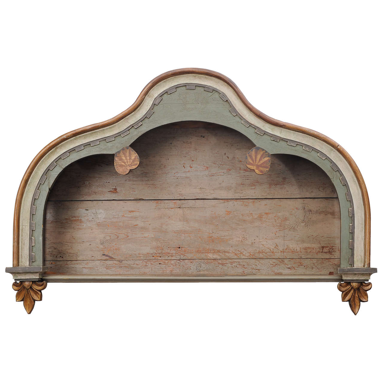 19th Century Italian Decorated Wood Wall Bookcase For Sale