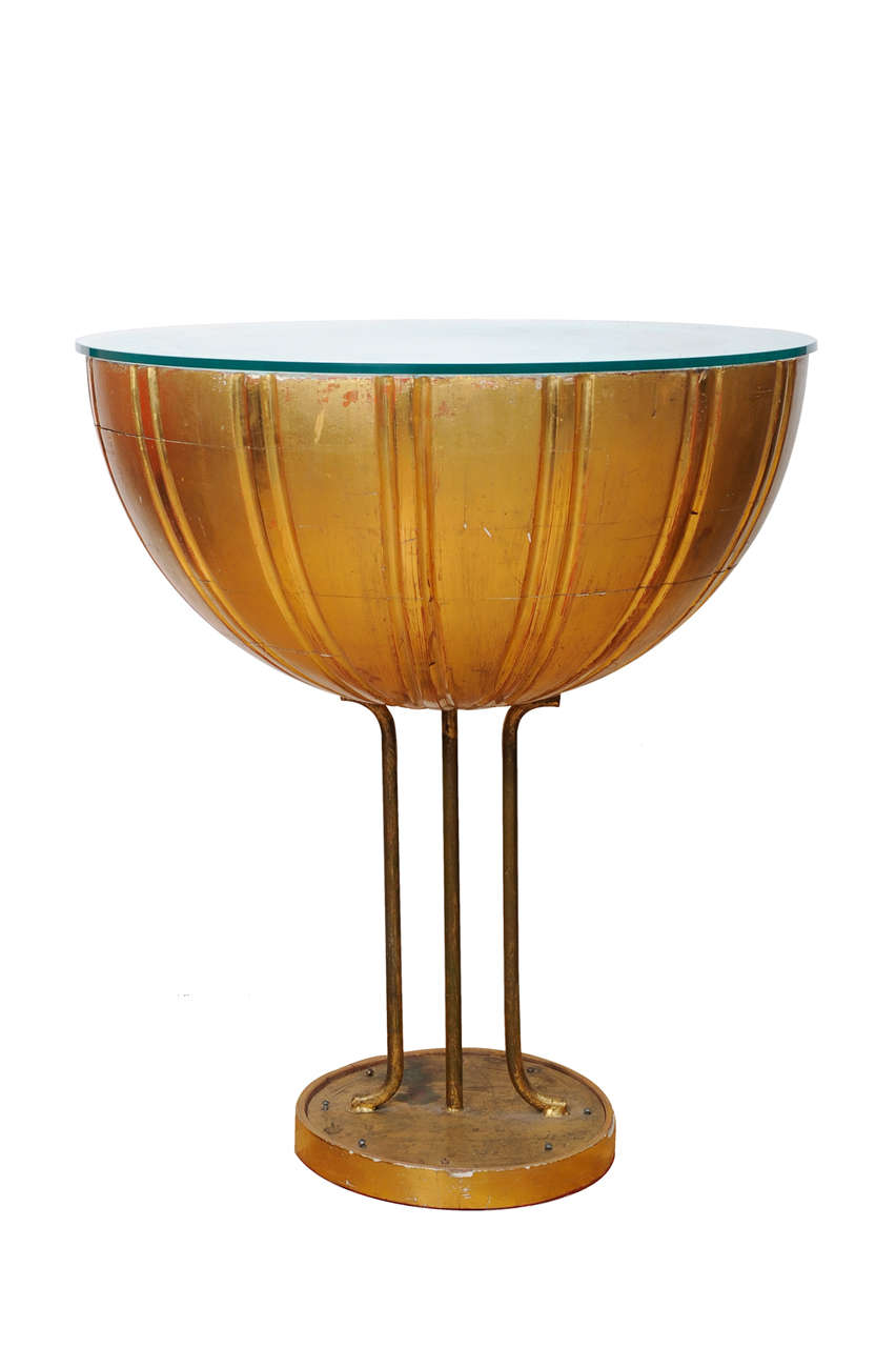 Rare 18th Century Italian Gilded Wood Convex Table