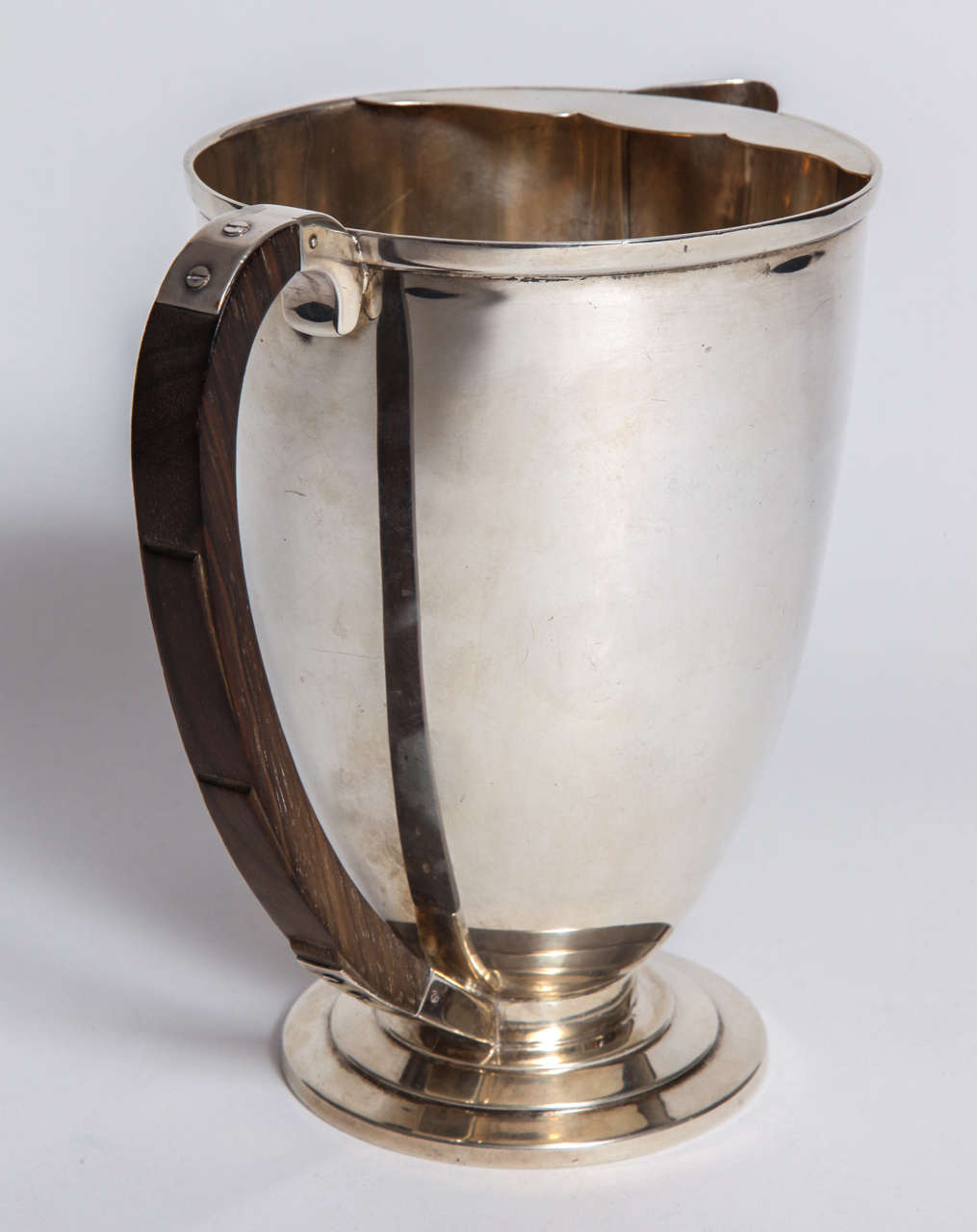 Carved American Art Deco Sterling and Ebony Pitcher International Silver Company, 1928 For Sale