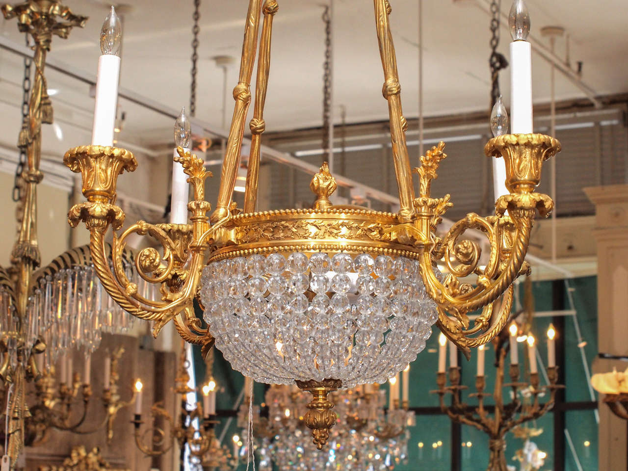 French Ormolu and Crystal Chandelier, circa 1910-1920 1