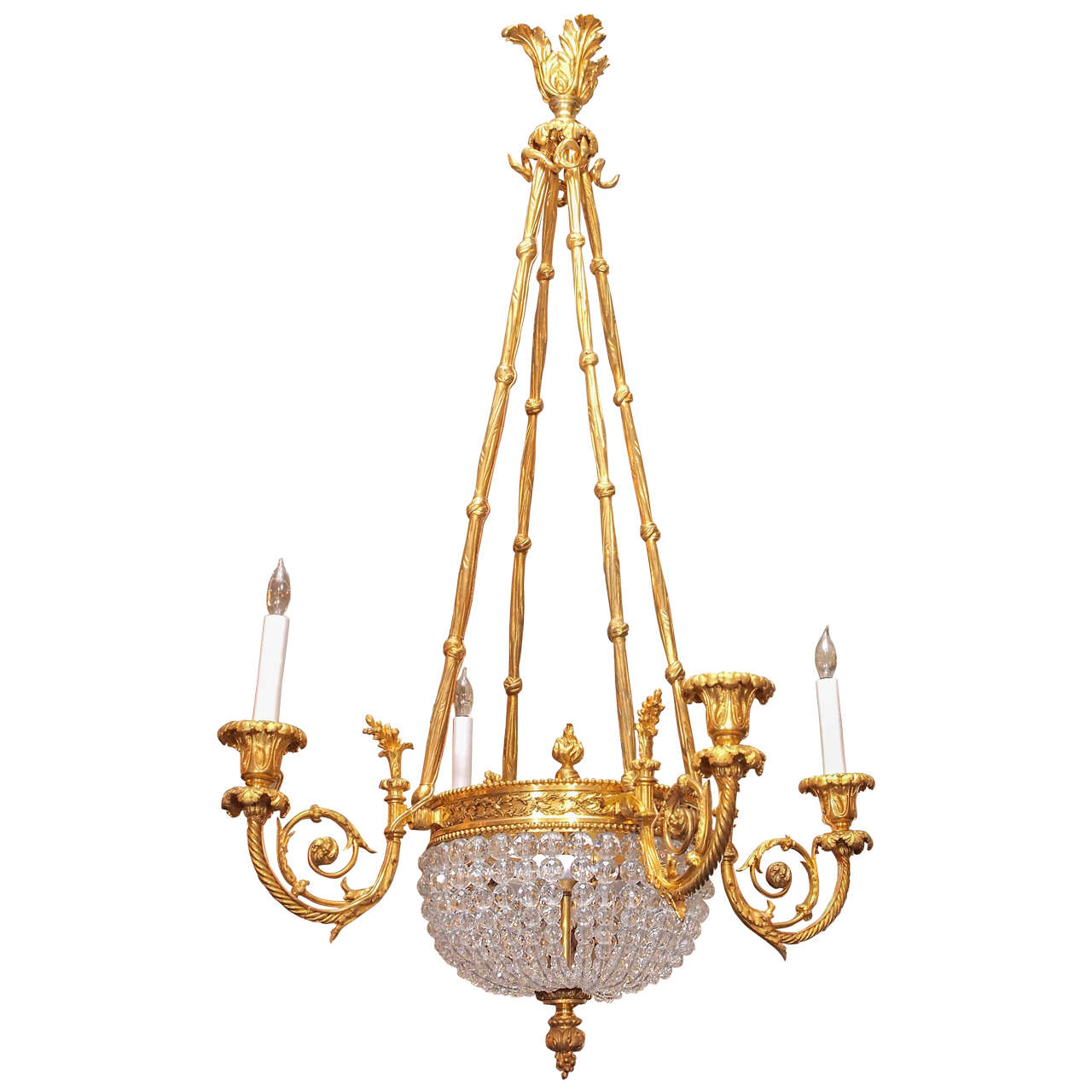 French Ormolu and Crystal Chandelier, circa 1910-1920