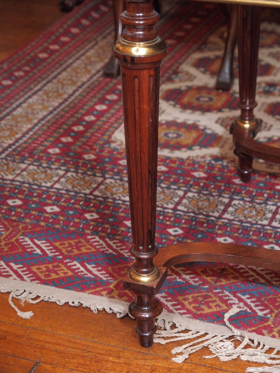 Antique French Rosewood Center Table with Exotic Wood Inlays For Sale 3