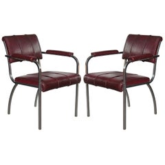 Pair of Original Gilbert Rohde for Troy Sunshade Machine Age Armchairs