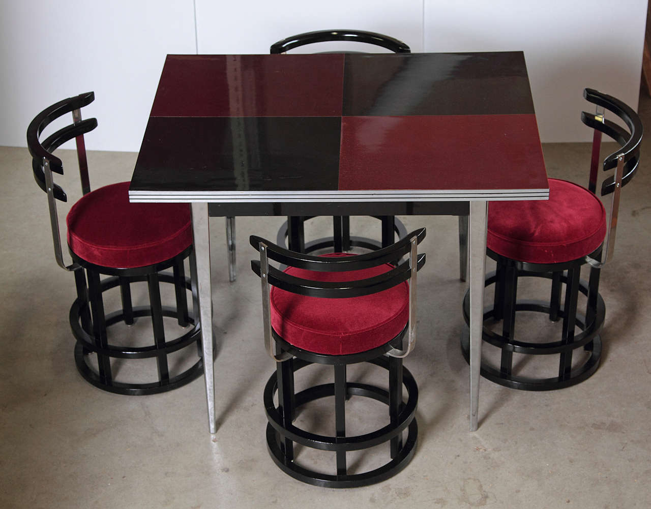 Machine Age Design Set of Four Stools, in the Manner of McKay, Art Deco 4