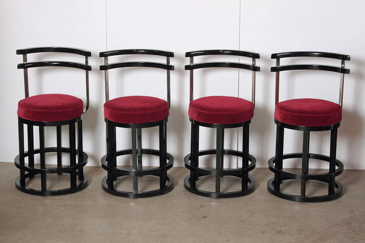 Machine Age Design Set of Four Stools, in the Manner of McKay, Art Deco 5