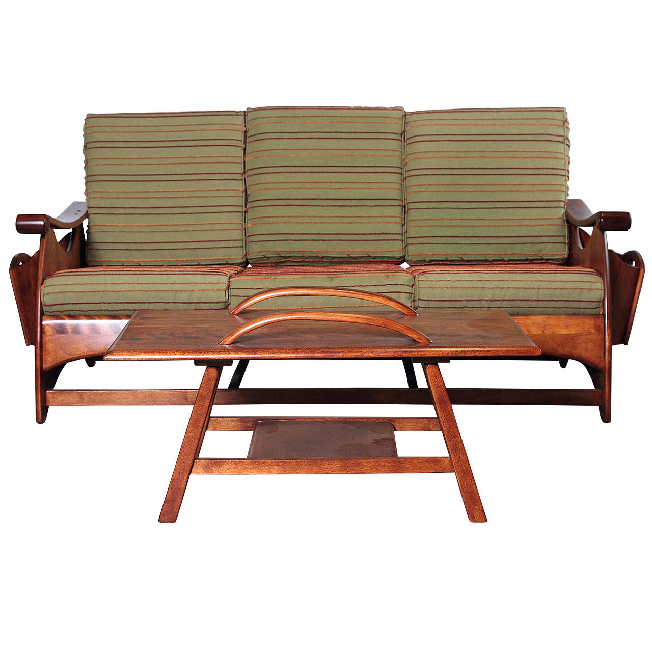 Gilbert Rohde Art Deco Sofa and Coffee Table Heywood Wakefield Reduced For Sale