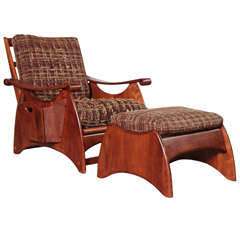 Gilbert Rohde Art Deco Wakefield Reclining Chair and Ottoman Original Fabric 6
