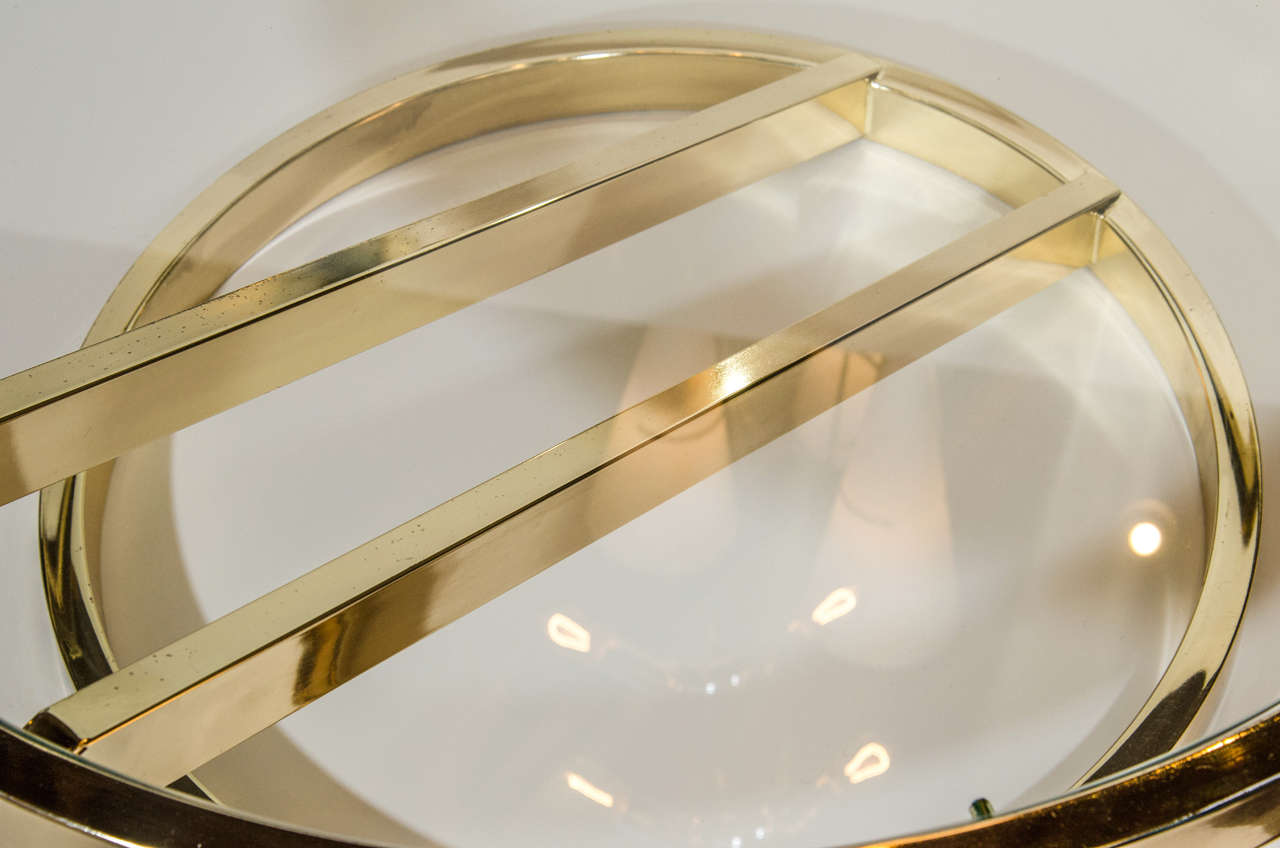 Circular Brass Coffee Table with Cantilevered Base by Milo Baughman 3