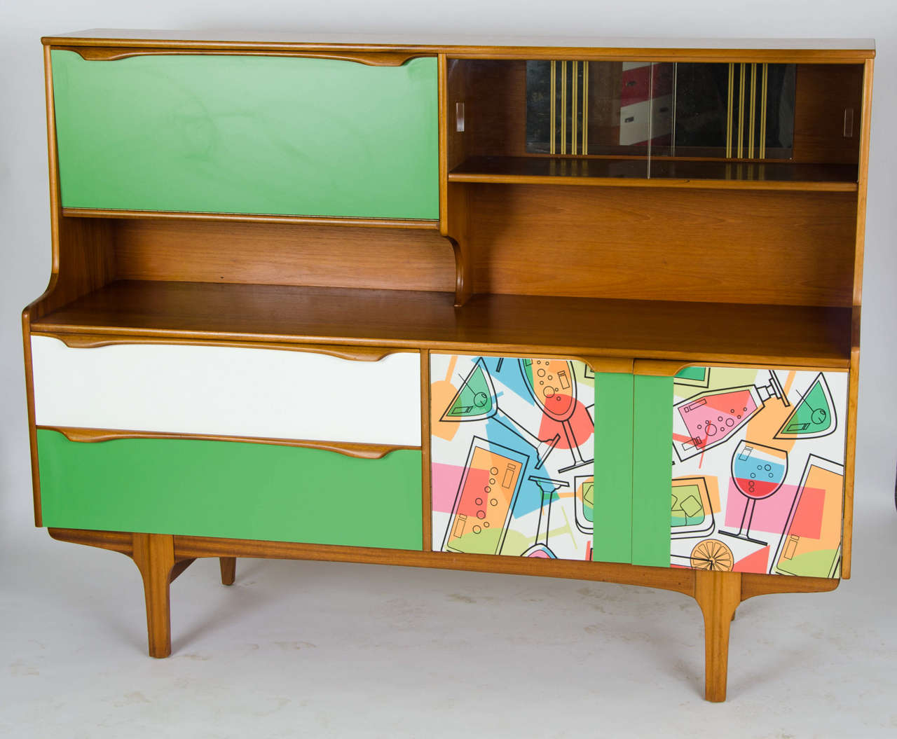 British 1960s Highboard Cocktail Cabinet